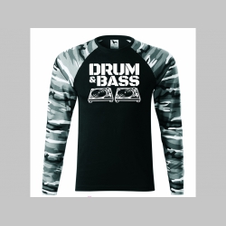 Drum and Bass pánske tričko (nie mikina!!) s dlhými rukávmi vo farbe " metro " čiernobiely maskáč gramáž 160 g/m2 materiál 100%bavlna
